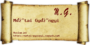 Mátai Gyöngyi névjegykártya
