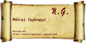 Mátai Gyöngyi névjegykártya
